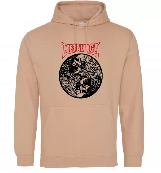 Женская толстовка (худи) Металіка череп в навушниках Песочный фото