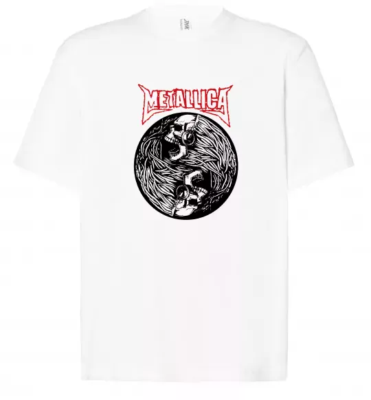 Футболка Оверсайз Металіка череп в навушниках Белый фото