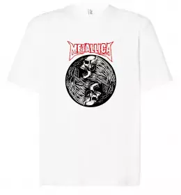 Футболка Оверсайз Металіка череп в навушниках Белый фото