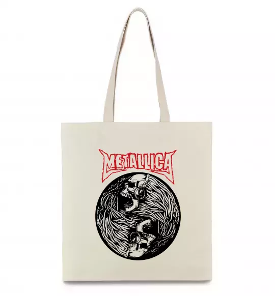 Эко-сумка Металіка череп в навушниках Бежевый фото