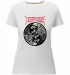 Жіноча преміум футболка Металіка череп в навушниках Білий фото
