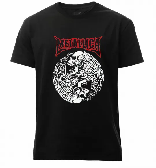 Чоловіча преміум футболка Металіка череп в навушниках Чорний фото