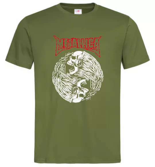 Чоловіча футболка Металіка череп в навушниках Оливковий фото
