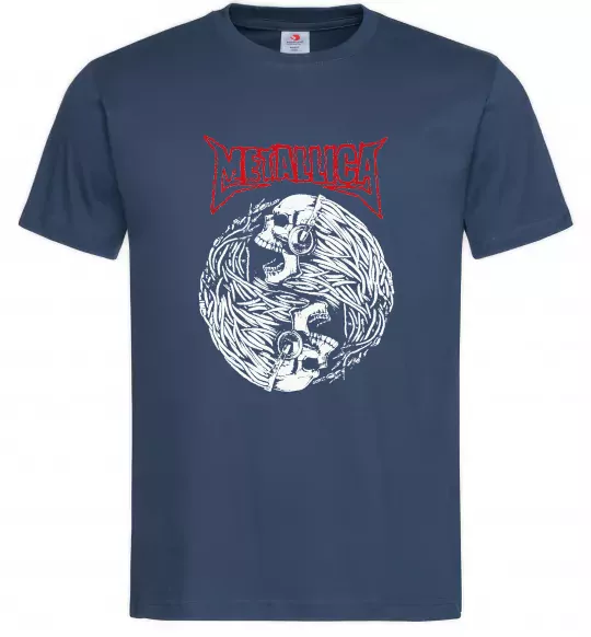 Чоловіча футболка Металіка череп в навушниках Темно-синій фото