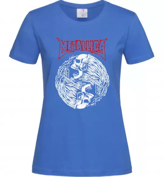 Женская футболка Металіка череп в навушниках Ярко-синий фото