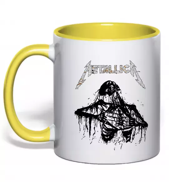 Чашка з кольоровою ручкою Metallica Skeleton Сонячно жовтий фото
