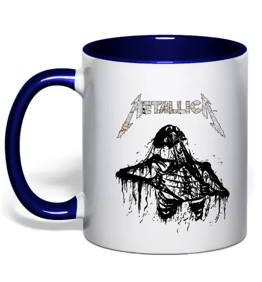 Чашка з кольоровою ручкою Metallica Skeleton Глибокий темно-синій фото