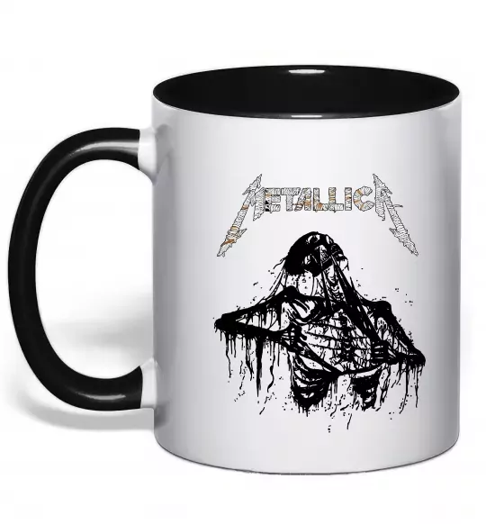 Чашка з кольоровою ручкою Metallica Skeleton Чорний фото