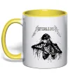 Чашка с цветной ручкой Metallica Skeleton Лимонный фото