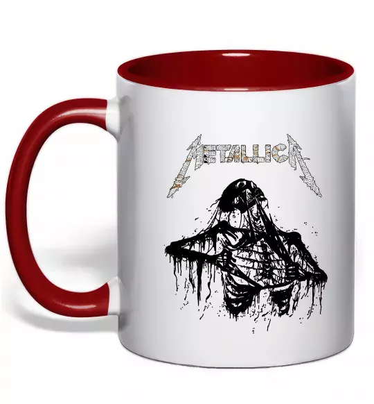 Чашка з кольоровою ручкою Metallica Skeleton Червоний фото