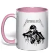 Чашка з кольоровою ручкою Metallica Skeleton Ніжно рожевий фото