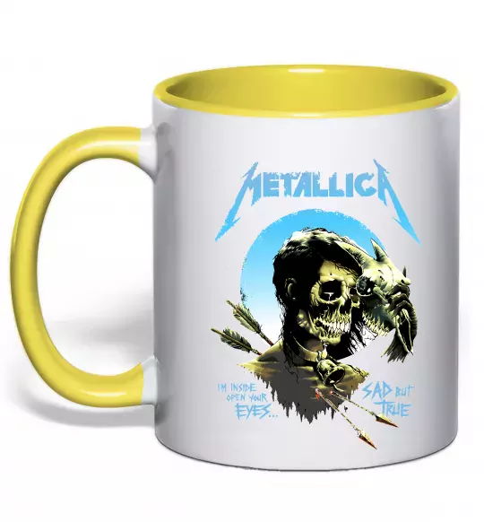 Чашка с цветной ручкой Metallica sad but true Солнечно желтый фото