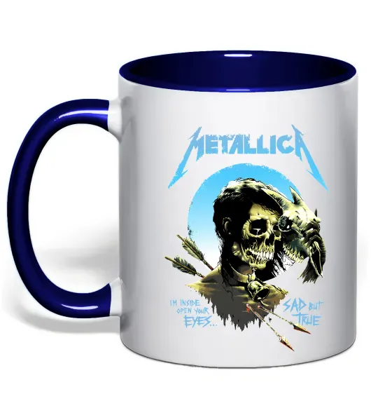 Чашка с цветной ручкой Metallica sad but true Глубокий темно-синий фото