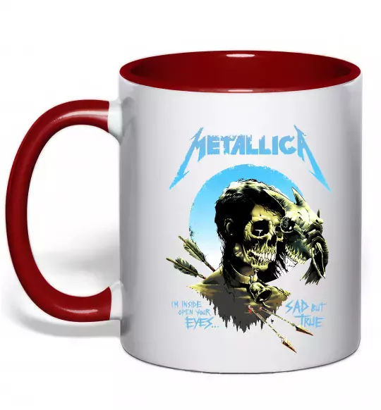 Чашка с цветной ручкой Metallica sad but true Красный фото