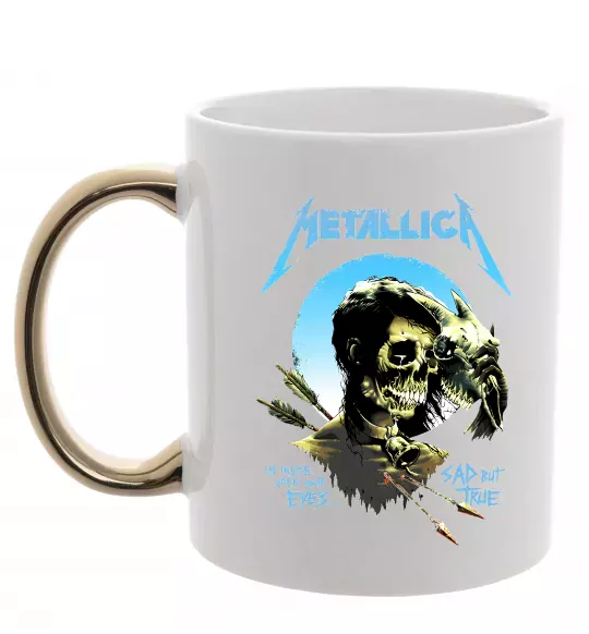 Чашка с цветной ручкой Metallica sad but true Золото фото