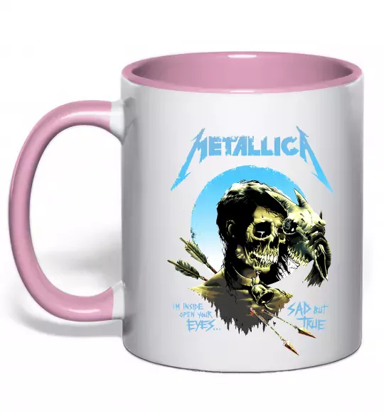 Чашка с цветной ручкой Metallica sad but true Нежно розовый фото