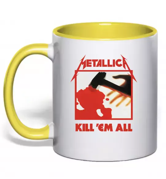 Чашка с цветной ручкой Металіка Kill em all Солнечно желтый фото