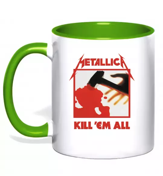 Чашка с цветной ручкой Металіка Kill em all Зеленый фото