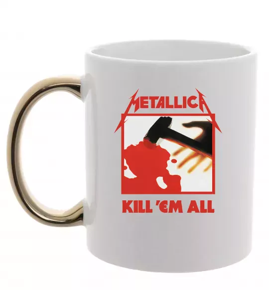 Чашка с цветной ручкой Металіка Kill em all Золото фото