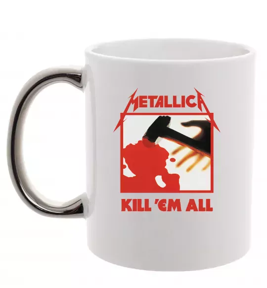 Чашка с цветной ручкой Металіка Kill em all Серебро фото
