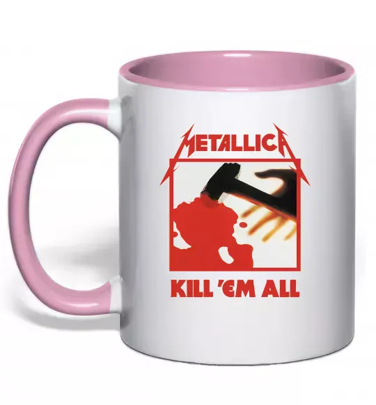 Чашка с цветной ручкой Металіка Kill em all Нежно розовый фото