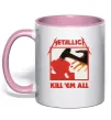 Чашка с цветной ручкой Металіка Kill em all Нежно розовый фото