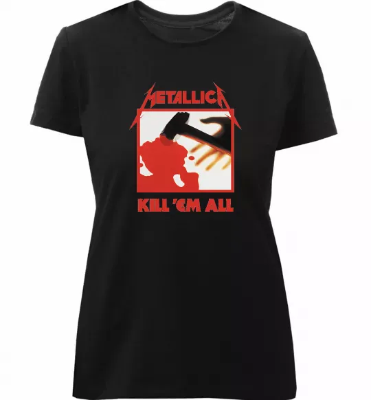 Женская премиум футболка Металіка Kill em all Черный фото