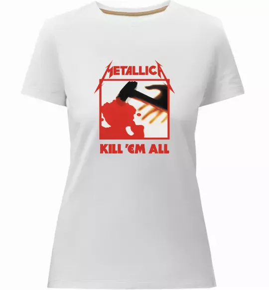 Женская премиум футболка Металіка Kill em all Белый фото
