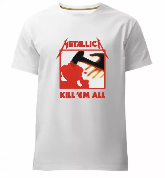 Мужская премиум футболка Металіка Kill em all Белый фото