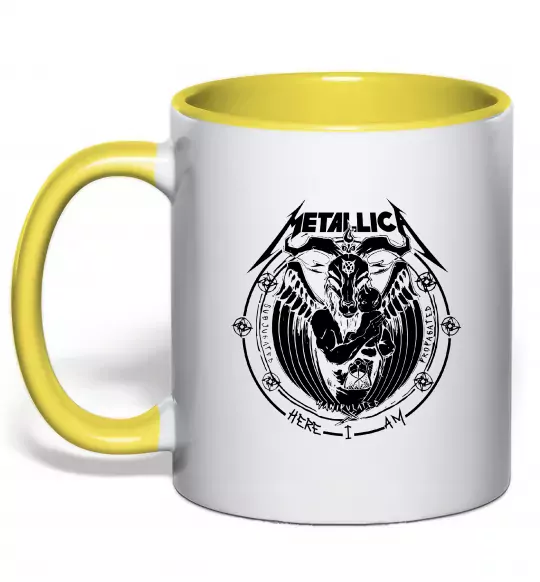 Чашка с цветной ручкой Metallica Here I am Солнечно желтый фото