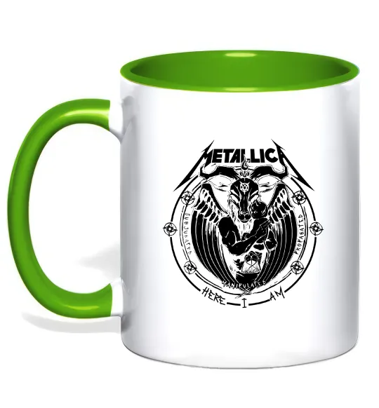 Чашка с цветной ручкой Metallica Here I am Лаймовый фото