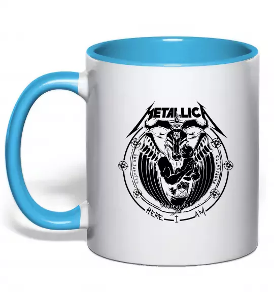 Чашка с цветной ручкой Metallica Here I am Голубой фото