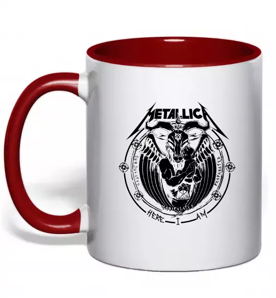 Чашка с цветной ручкой Metallica Here I am Красный фото