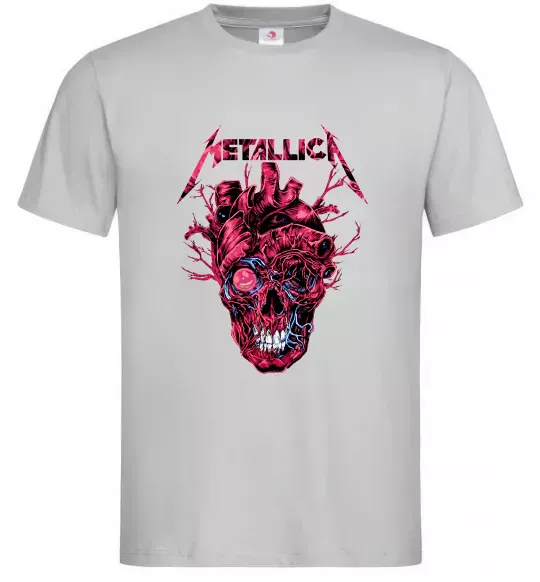 Мужская футболка Metallica heart skull Серый фото