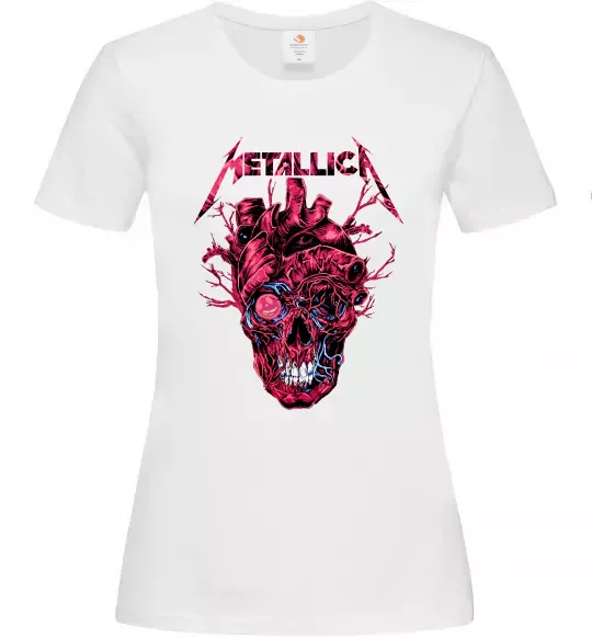 Жіноча футболка Metallica heart skull Білий фото
