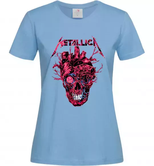 Жіноча футболка Metallica heart skull Блакитний фото