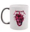 Чашка с цветной ручкой Metallica heart skull Серебро фото