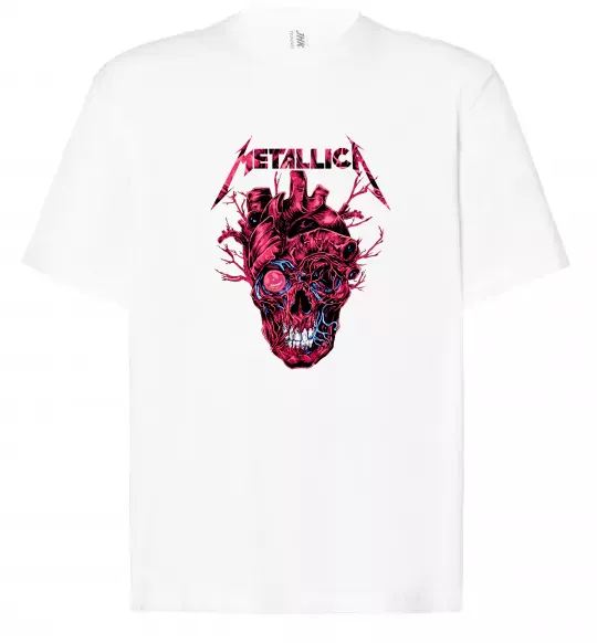 Футболка Оверсайз Metallica heart skull Белый фото