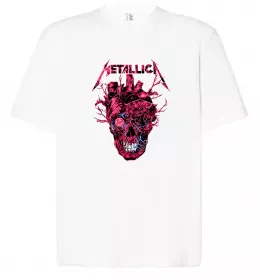 Футболка Оверсайз Metallica heart skull Белый фото