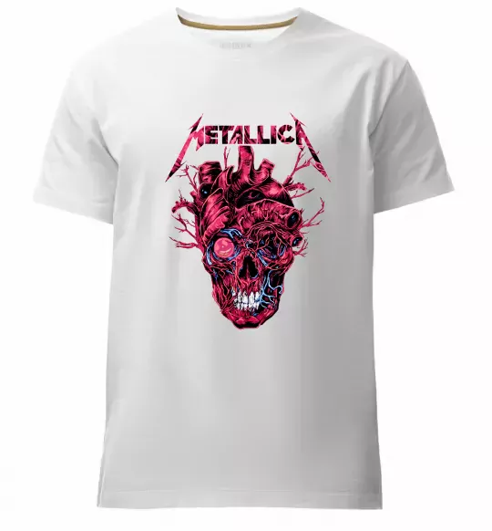 Чоловіча преміум футболка Metallica heart skull Білий фото