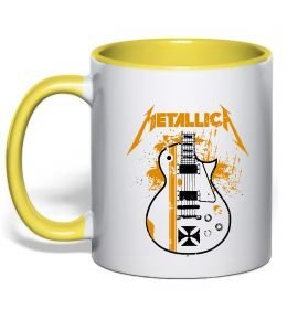 Чашка с цветной ручкой Metallica guitar