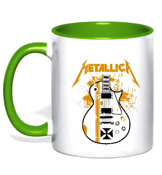 Чашка с цветной ручкой Metallica guitar Лаймовый фото