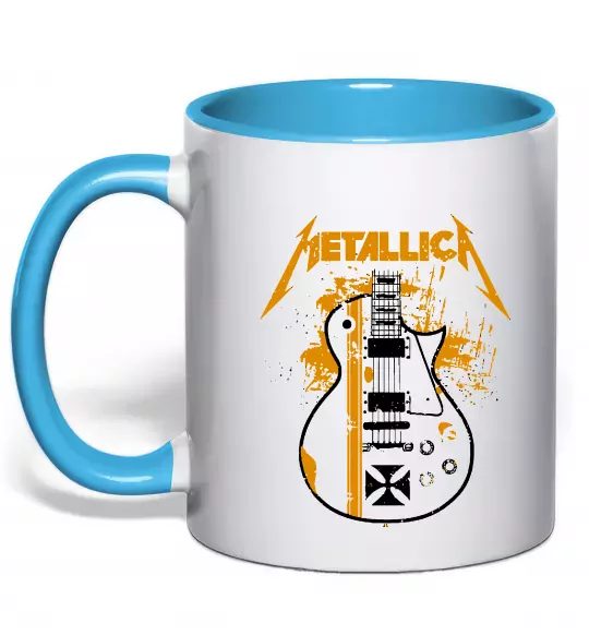 Чашка с цветной ручкой Metallica guitar Голубой фото