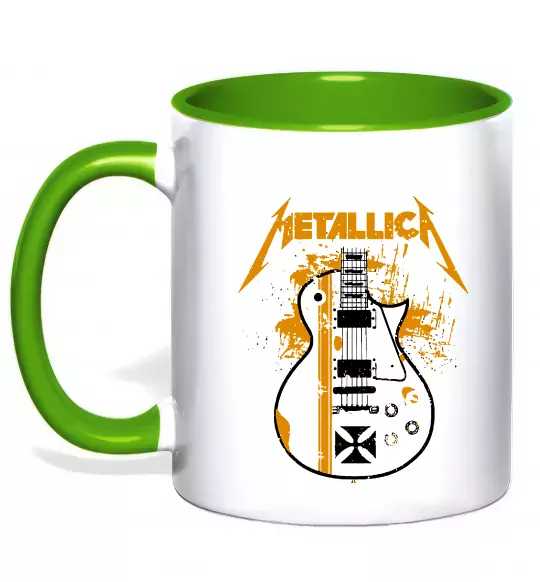 Чашка с цветной ручкой Metallica guitar Зеленый фото