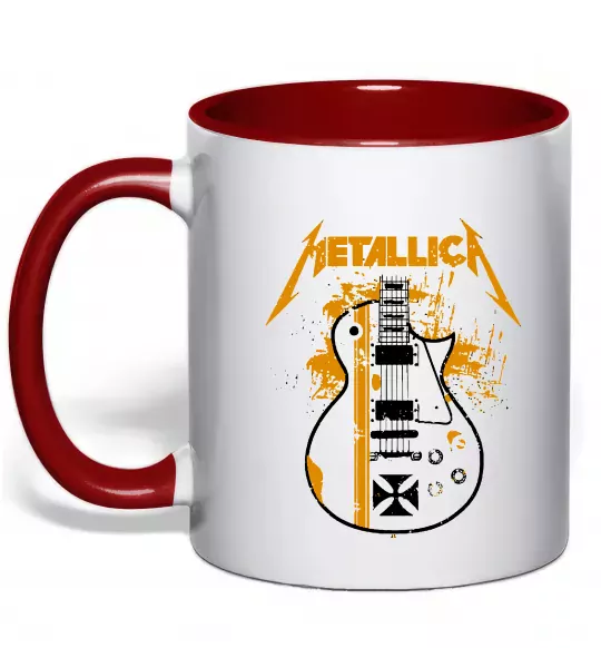 Чашка с цветной ручкой Metallica guitar Красный фото
