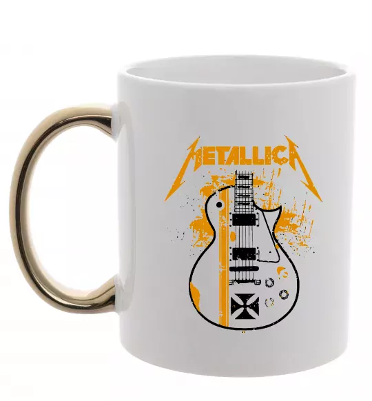 Чашка с цветной ручкой Metallica guitar Золото фото