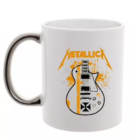 Чашка с цветной ручкой Metallica guitar Серебро фото