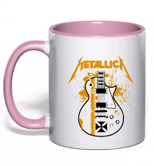 Чашка с цветной ручкой Metallica guitar Нежно розовый фото