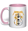 Чашка с цветной ручкой Metallica guitar Нежно розовый фото