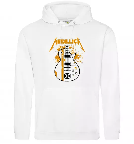 Мужская толстовка (худи) Metallica guitar Белый фото